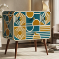 Bone Inlay End Table | Handmade Geometric Resin Accent Nightstand