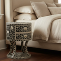 Black Bone Inlay End Table | Handmade Resin Side Table | Luxury Home Decor Furniture