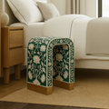 Floral Bone Inlay Accent Stool | Handmade Resin Side Table