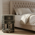 Black Bone Inlay End Table | Handmade Resin Side Table | Luxury Home Decor Accent Furniture