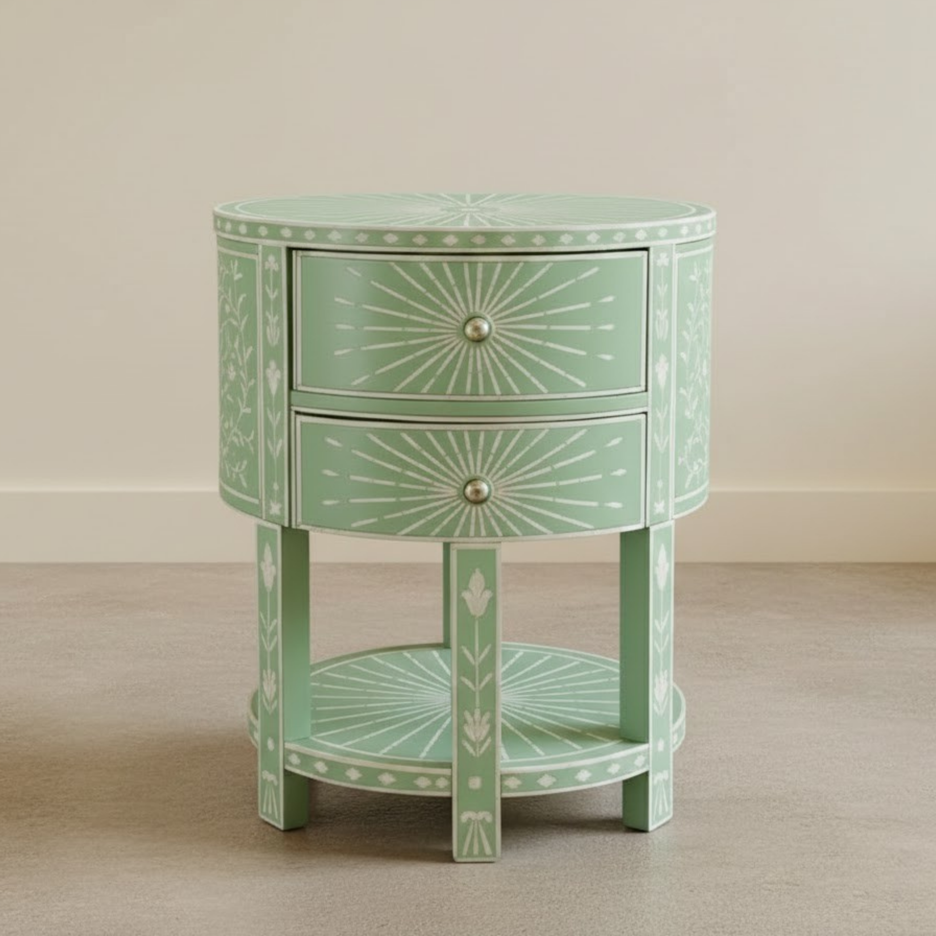 Black Bone Inlay End Table | Handmade Resin Side Table | Luxury Home Decor Accent Furniture