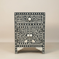Floral Bone Inlay Nightstand: Handcrafted Moroccan Bedside Table
