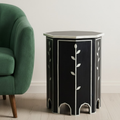 Luxury Bone Inlay End Table with Floral Design | Handmade Resin Side Table for Bedroom & Living Room