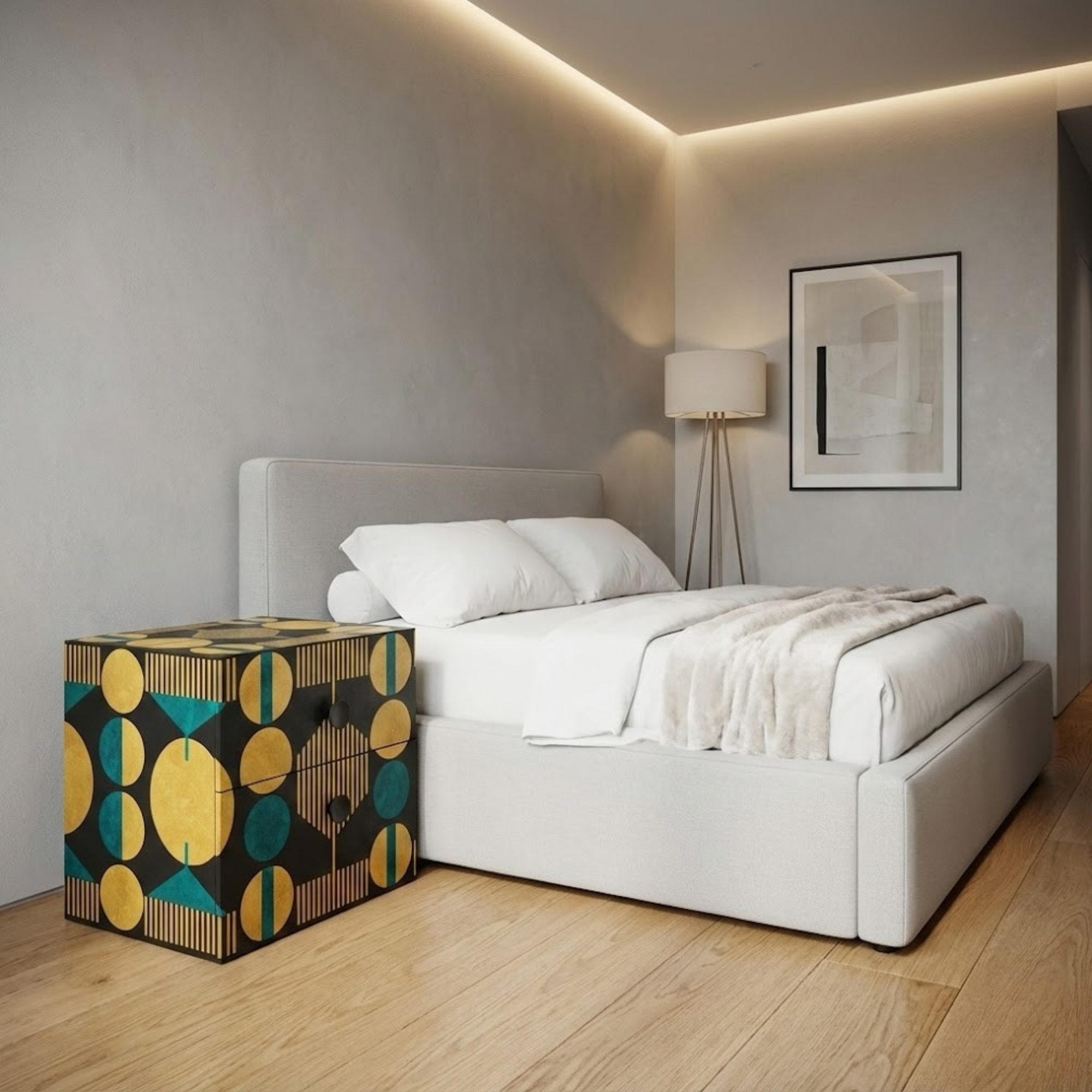 Handmade Resin Nightstand | Geometric End Table, Modern Home Decor