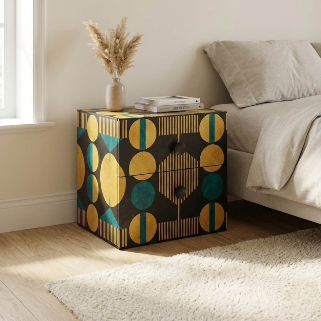 Handmade Resin Nightstand | Geometric End Table, Modern Home Decor