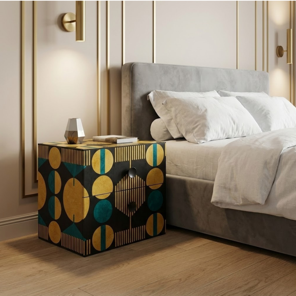 Handmade Resin Nightstand | Geometric End Table, Modern Home Decor