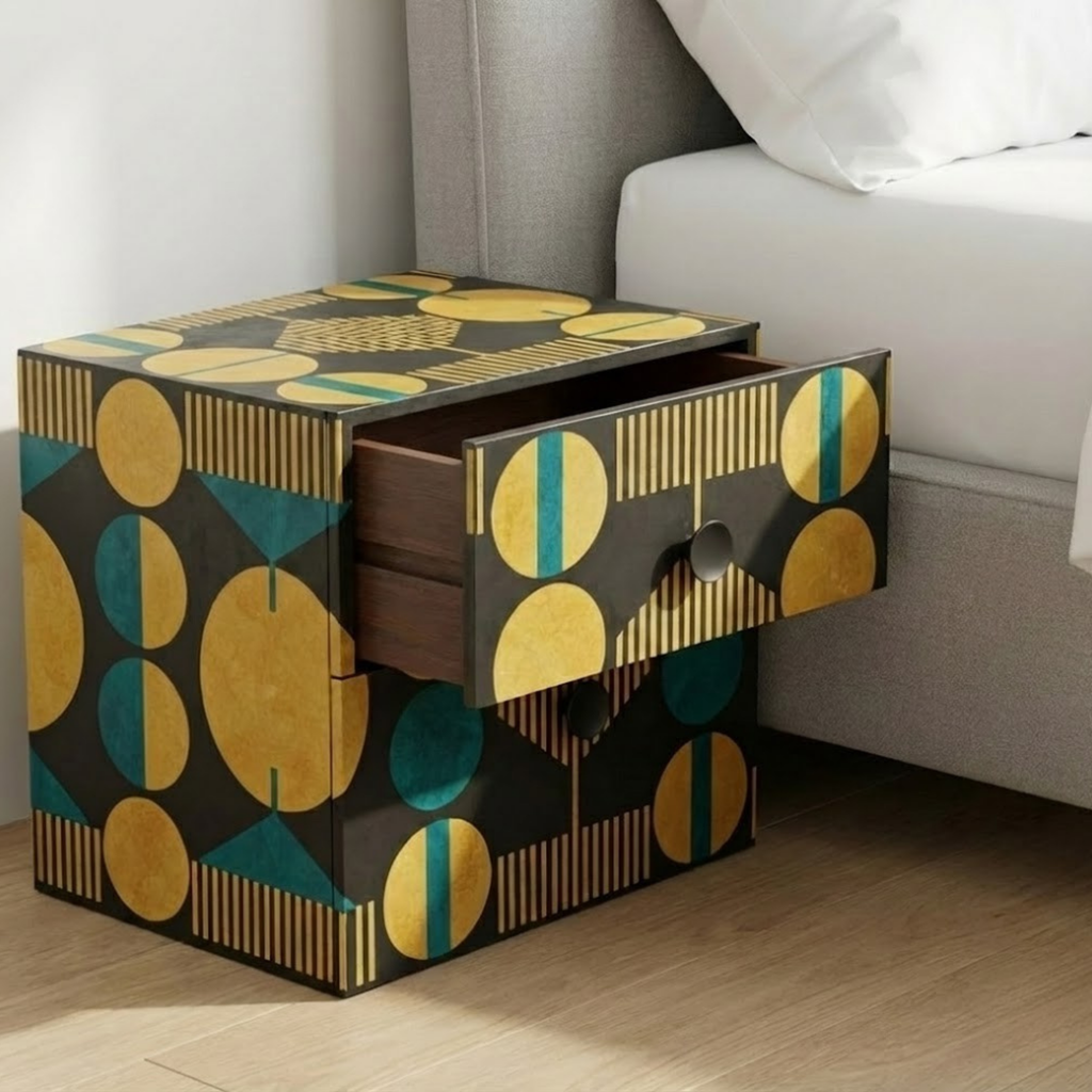 Handmade Resin Nightstand | Geometric End Table, Modern Home Decor