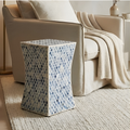 Handcrafted Bone Inlay and Resin End Table | Modern Accent Side Table | Luxury Home Decor