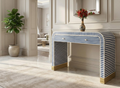 Handcrafted Bone Inlay Striped Console Table | Modern Entryway Luxury Decor