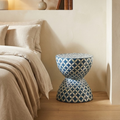 Handmade Blue Bone Inlay End Table | Hourglass Accent Table