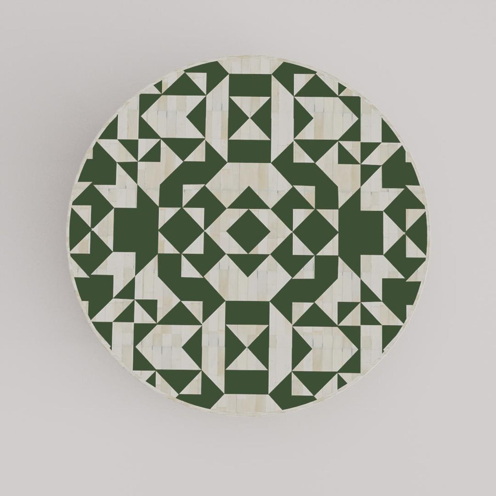 Bone Inlay Coffee Table Handmade | Modern Geometric Resin Accent Table | Stylish Designer Inlay Table for Home Décor