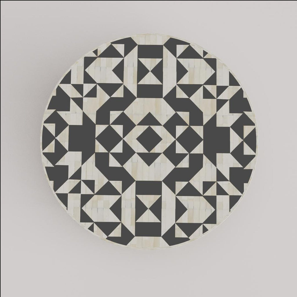 Bone Inlay Coffee Table Handmade | Modern Geometric Resin Accent Table | Stylish Designer Inlay Table for Home Décor