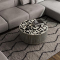 Bone Inlay Coffee Table Handmade | Modern Geometric Resin Accent Table | Stylish Designer Inlay Table for Home Décor