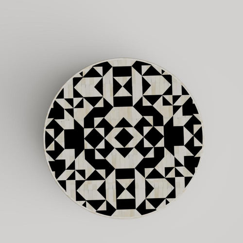Bone Inlay Coffee Table Handmade | Modern Geometric Resin Accent Table | Stylish Designer Inlay Table for Home Décor