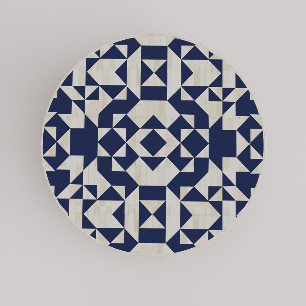 Bone Inlay Coffee Table Handmade | Modern Geometric Resin Accent Table | Stylish Designer Inlay Table for Home Décor