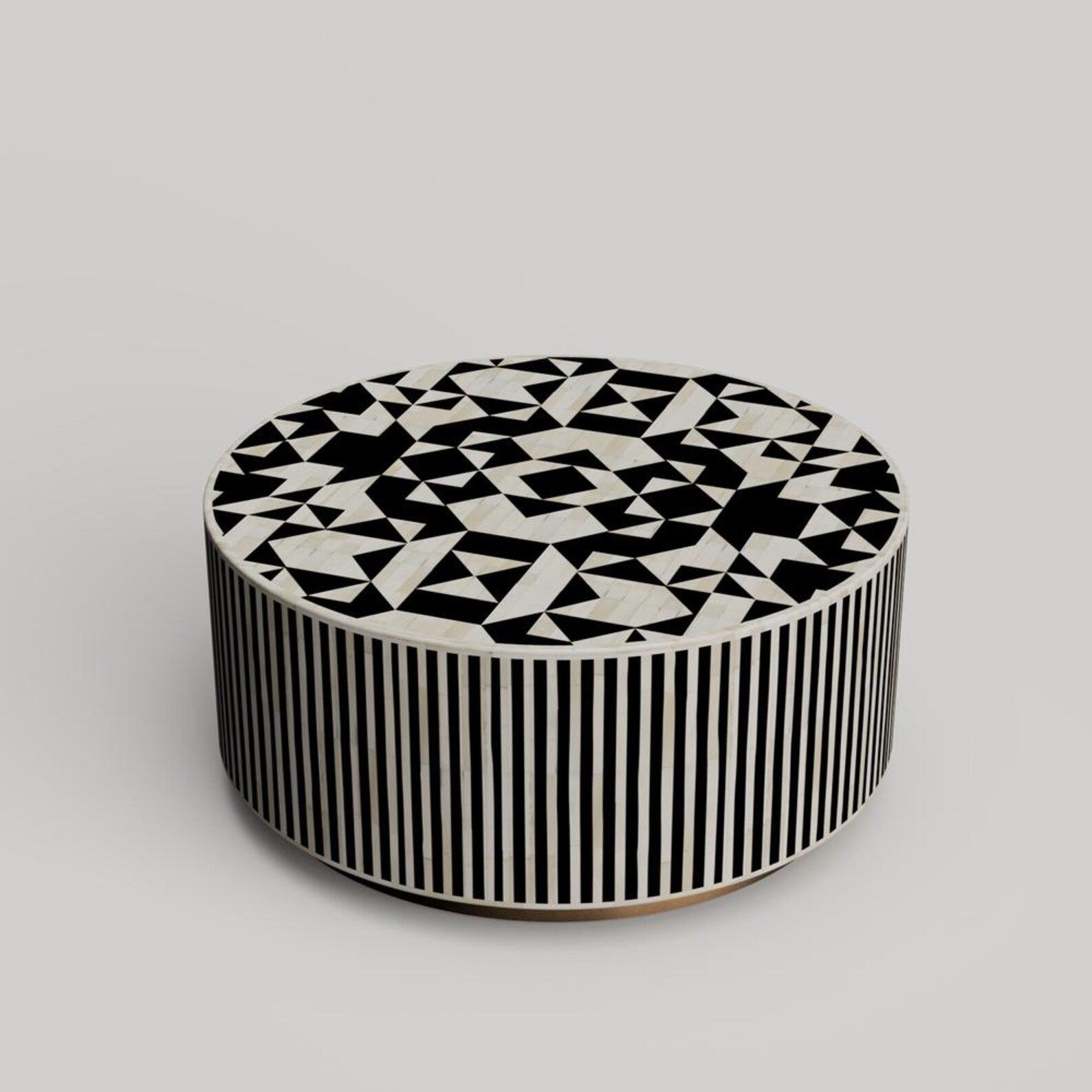 Bone Inlay Coffee Table Handmade | Modern Geometric Resin Accent Table | Stylish Designer Inlay Table for Home Décor