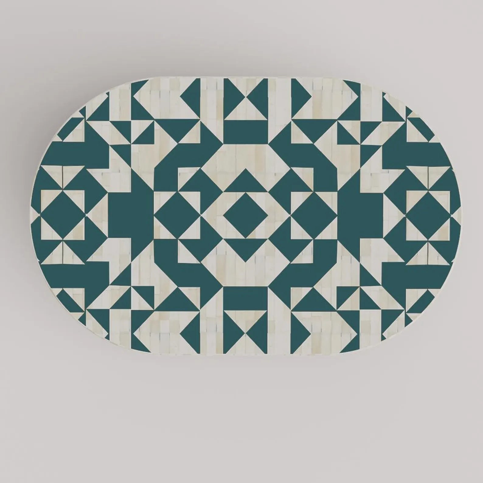 Handmade Bone Inlay Coffee Table | Oval Resin Decorative Table for Home Decor | Luxury Inlay Accent Furniture