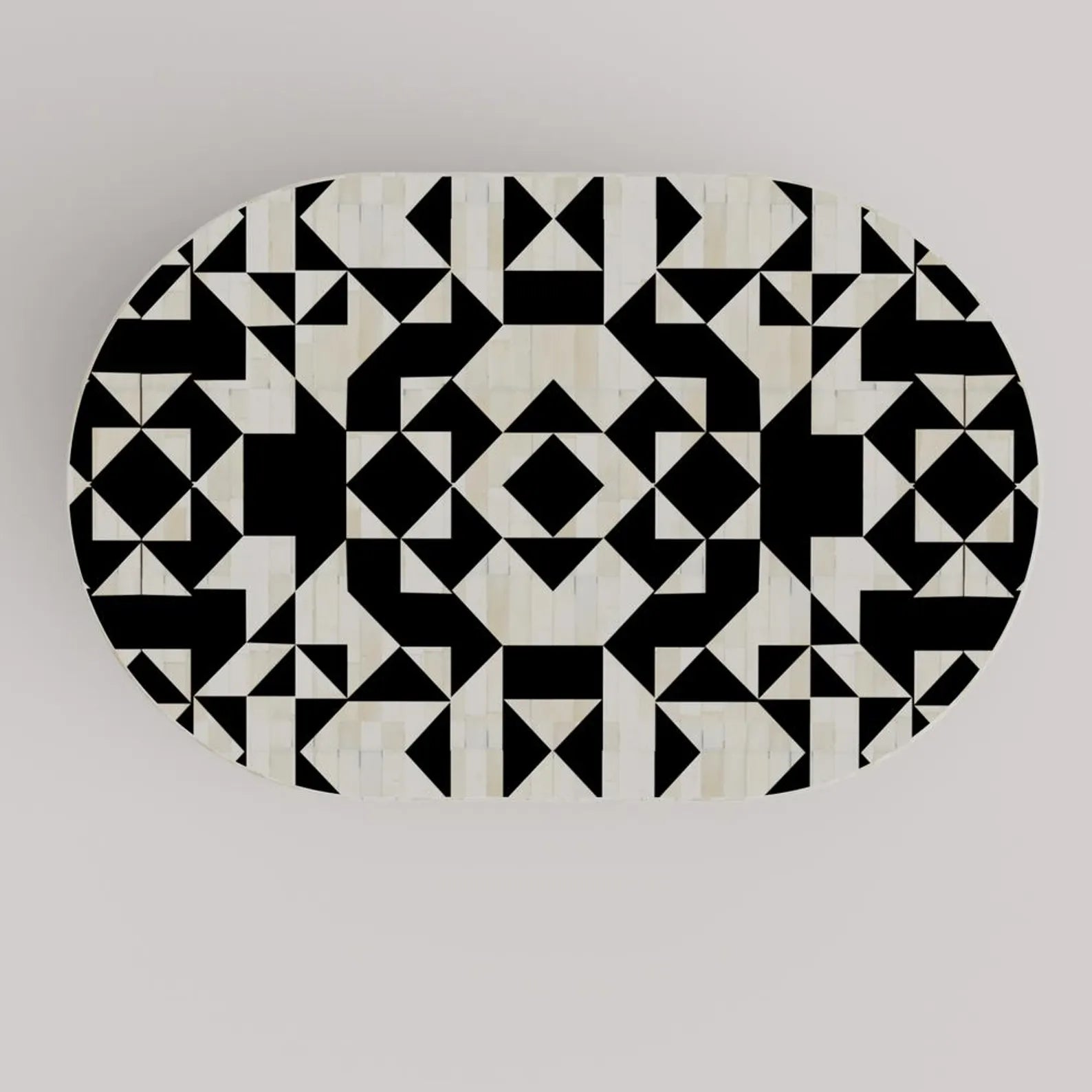 Handmade Bone Inlay Coffee Table | Oval Resin Decorative Table for Home Decor | Luxury Inlay Accent Furniture