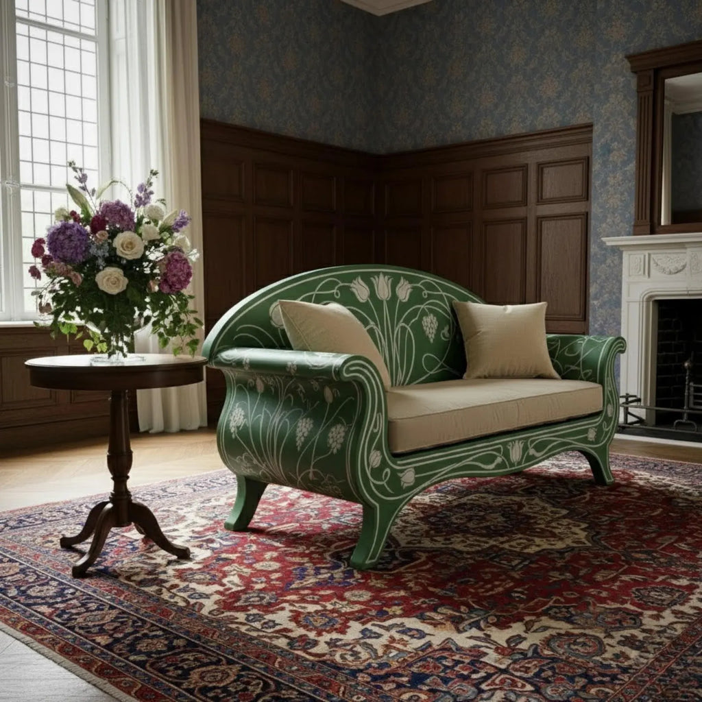 Bone Inlay Sofa | Curved Wooden Couch with Handmade Inlay Work | Luxury Designer Furniture for Living Room & Home Décor