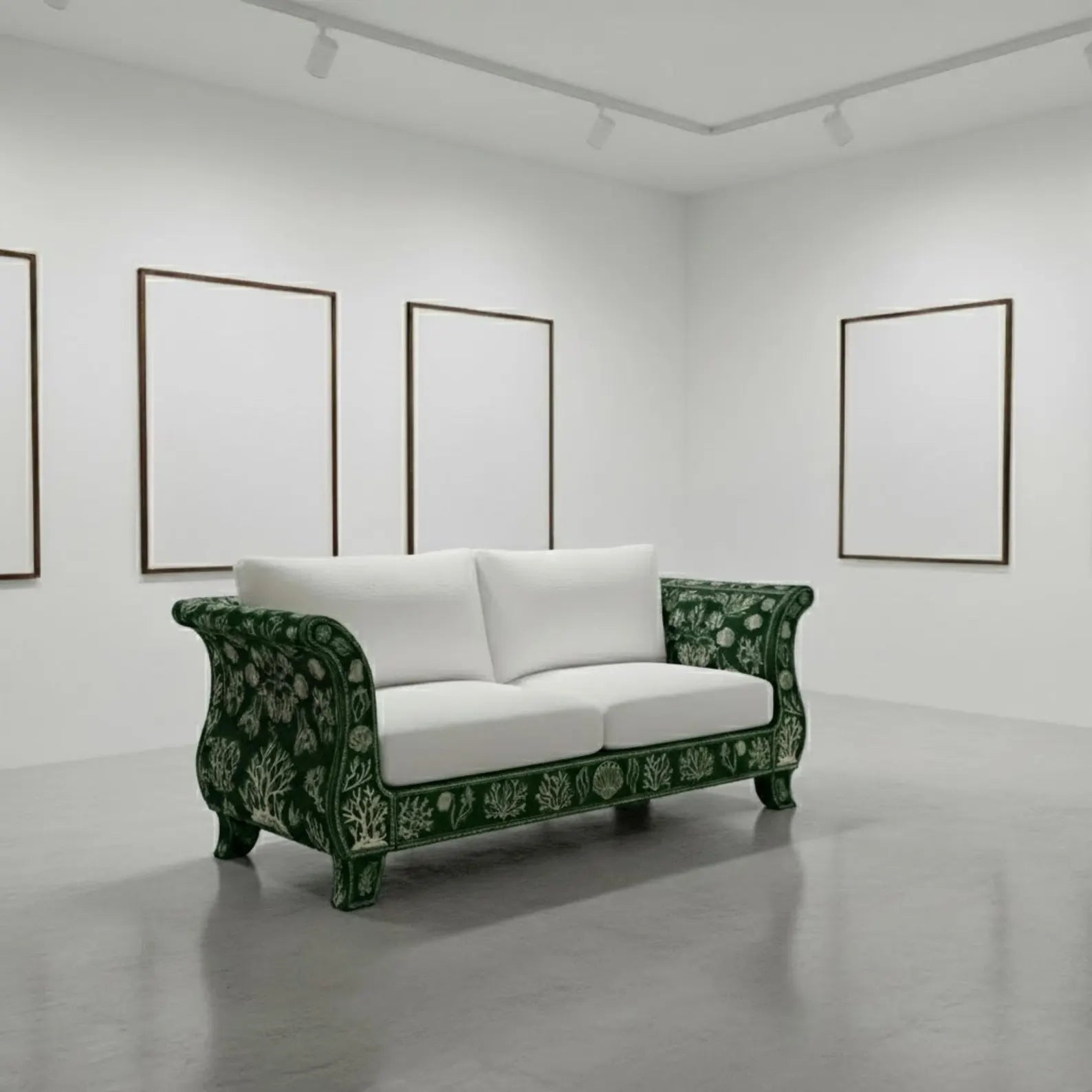 Handmade Bone Inlay Sofa | Luxury Floral Inlay Seating for Living Room | Designer Bone Inlay Couch with Elegant Craft Detailing