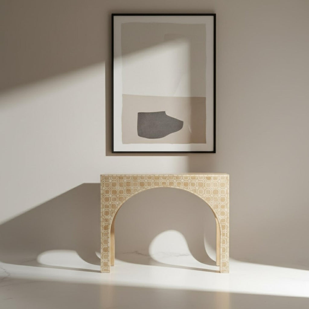 Red Bone Inlay Handmade Console Table | Stylish Decorative Entry Table for Modern Homes | Artisan Bone Inlay Furniture Piece