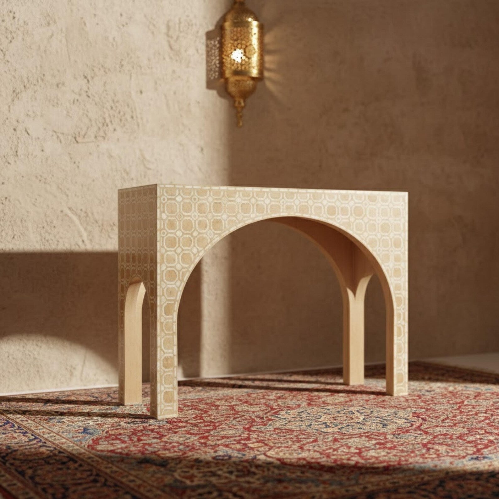 Red Bone Inlay Handmade Console Table | Stylish Decorative Entry Table for Modern Homes | Artisan Bone Inlay Furniture Piece