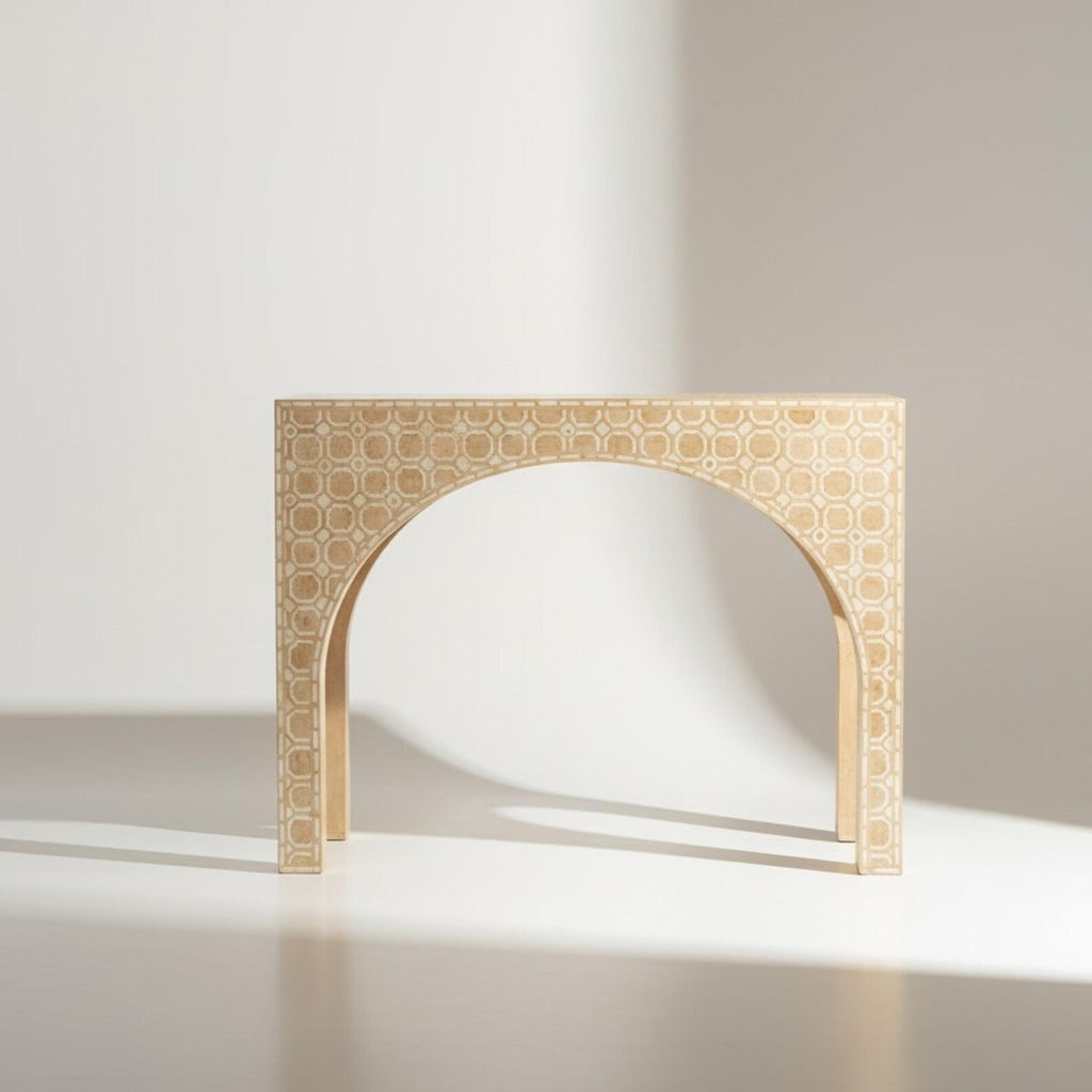 Red Bone Inlay Handmade Console Table | Stylish Decorative Entry Table for Modern Homes | Artisan Bone Inlay Furniture Piece