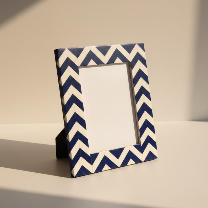 Handmade Bone Inlay Frame | Chevron Resin Pattern | Stylish Tabletop Photo Frame