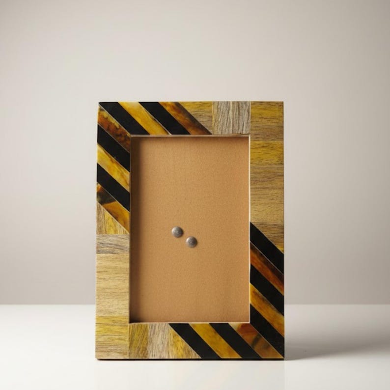 Wood & Resin Photo Frame | Handmade Striped Picture Frame | Rustic Modern Home Décor