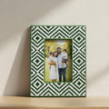 Handmade Resin Photo Frame | Green Geometric Mosaic Home Decor