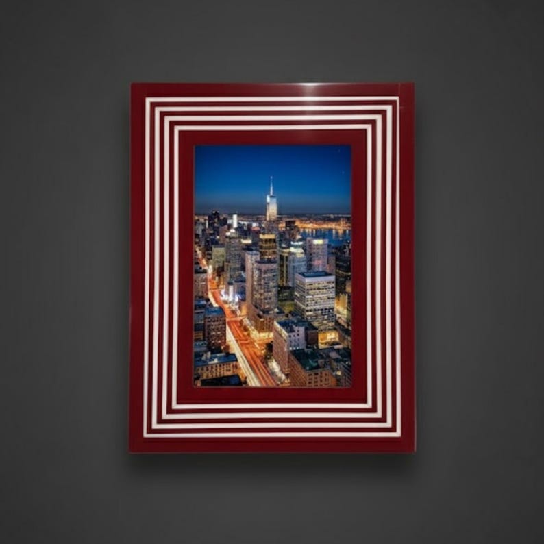 Bone Inlay & Resin Photo Frame | Black White Striped Design | Handmade Home Décor