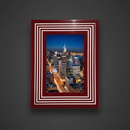 Bone Inlay & Resin Photo Frame | Black White Striped Design | Handmade Home Décor