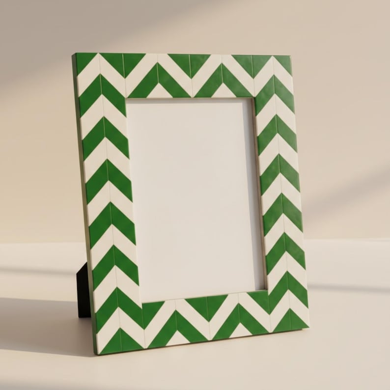 Handmade Bone Inlay Frame | Chevron Resin Pattern | Stylish Tabletop Photo Frame