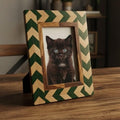 Handmade Wooden Inlay & Resin Photo Frame – Chevron Design Picture Frame
