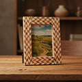 Handmade Wooden Inlay Photo Frame | Chevron Pattern Picture Frame | Handcrafted Home Décor