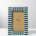 Bone Inlay Striped Photo Frame | Green & White Resin Frame | Handmade Home Décor