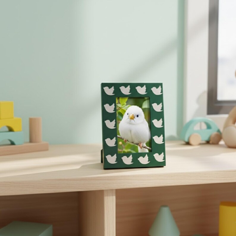 Handmade Resin Photo Frame with Bird Pattern | Modern Decorative Picture Frame for Home & Desk