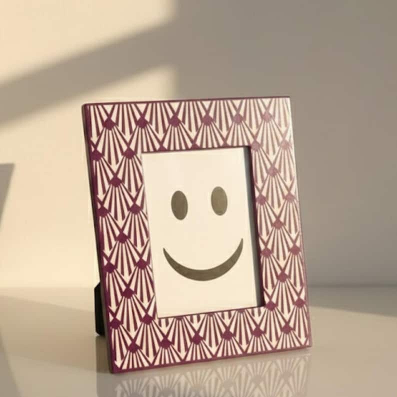 Green Resin Photo Frame | Art Deco Pattern Picture Frame | Handmade Home Décor