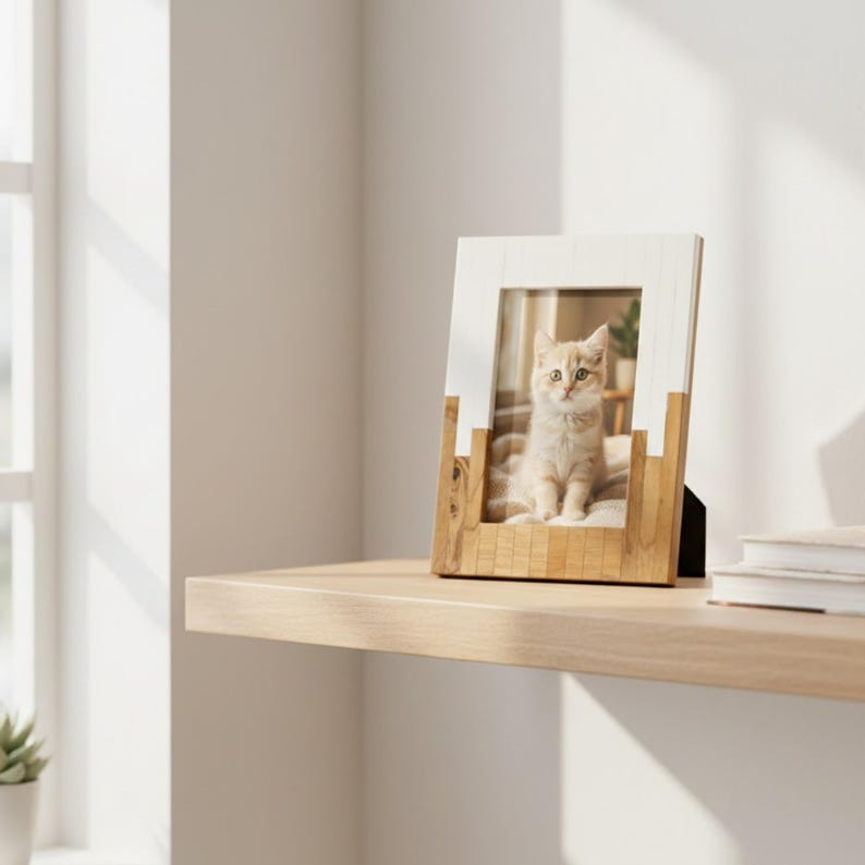 Wood & Bone Inlay Photo Frame | Handmade Decorative Picture Frame | Rustic Modern Decor