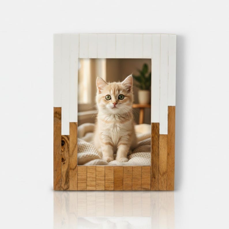 Wood & Bone Inlay Photo Frame | Handmade Decorative Picture Frame | Rustic Modern Decor
