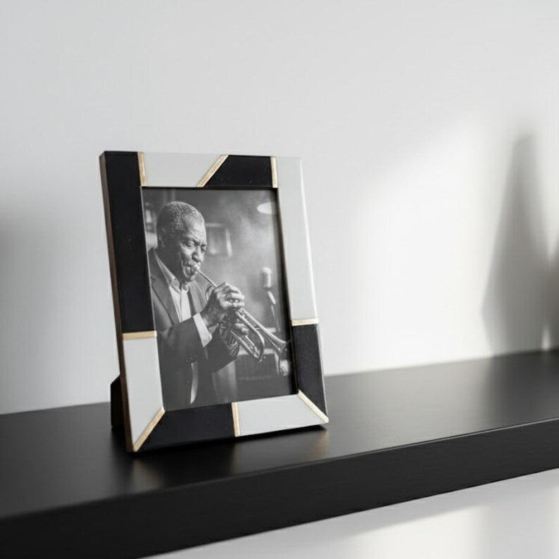 Handmade Resin & Brass Photo Frame | Modern Luxury Picture Frame for Home and Office Decor