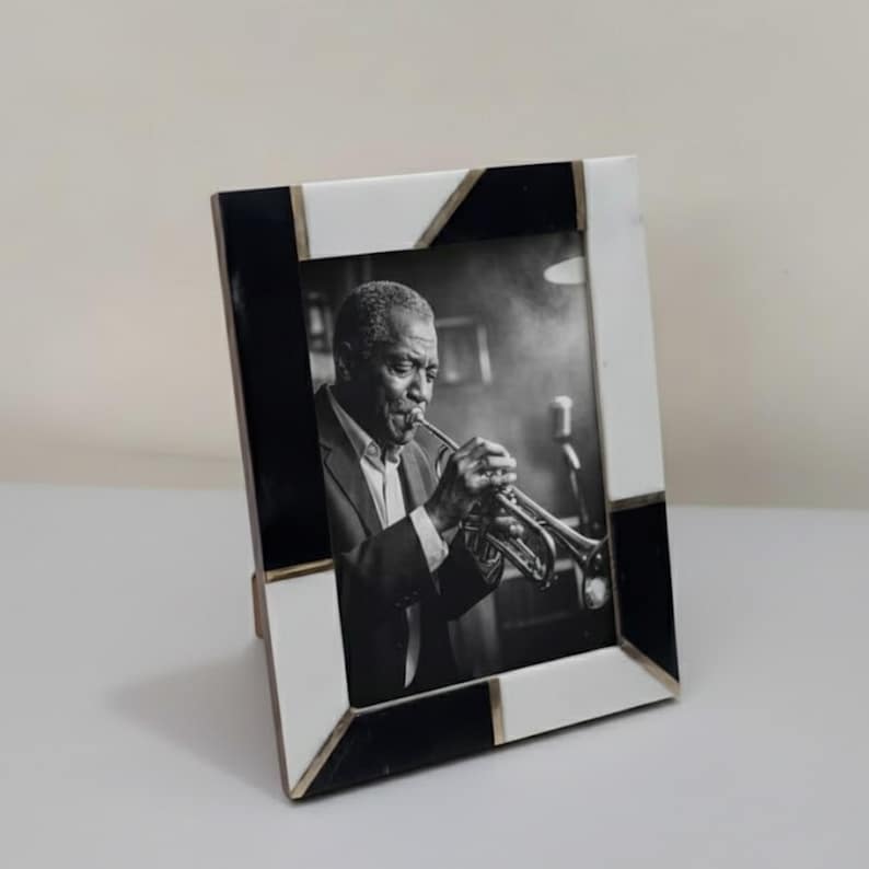Handmade Resin & Brass Photo Frame | Modern Luxury Picture Frame for Home and Office Decor