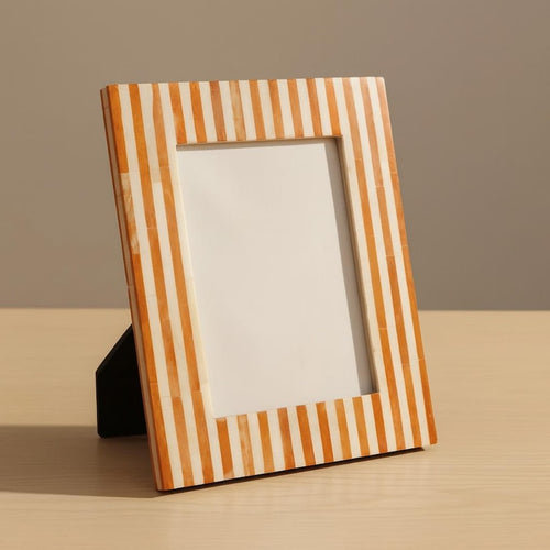Blue Bone Inlay Photo Frame | Handmade Striped Picture Frame | Coastal Home Décor