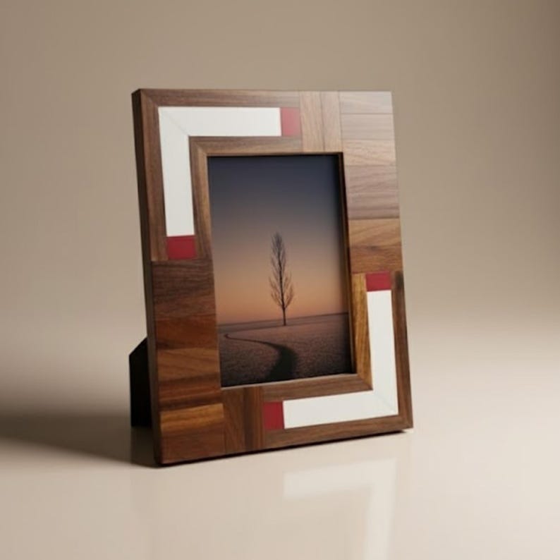 Wood & Resin Photo Frame | Modern Geometric Picture Frame | Handmade Home Décor