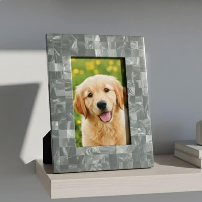 Mother of Pearl Photo Frame – Handmade MOP Inlay Picture Frame for Elegant Home Decor
