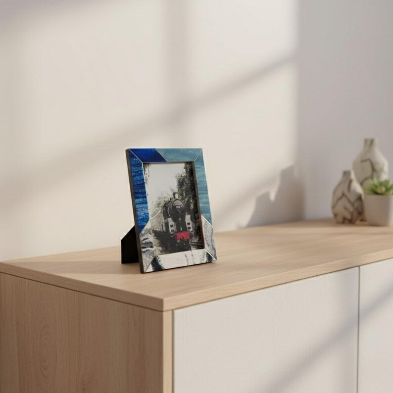 Handmade Resin Photo Frame | Modern Tabletop Picture Frame for Home & Office Décor