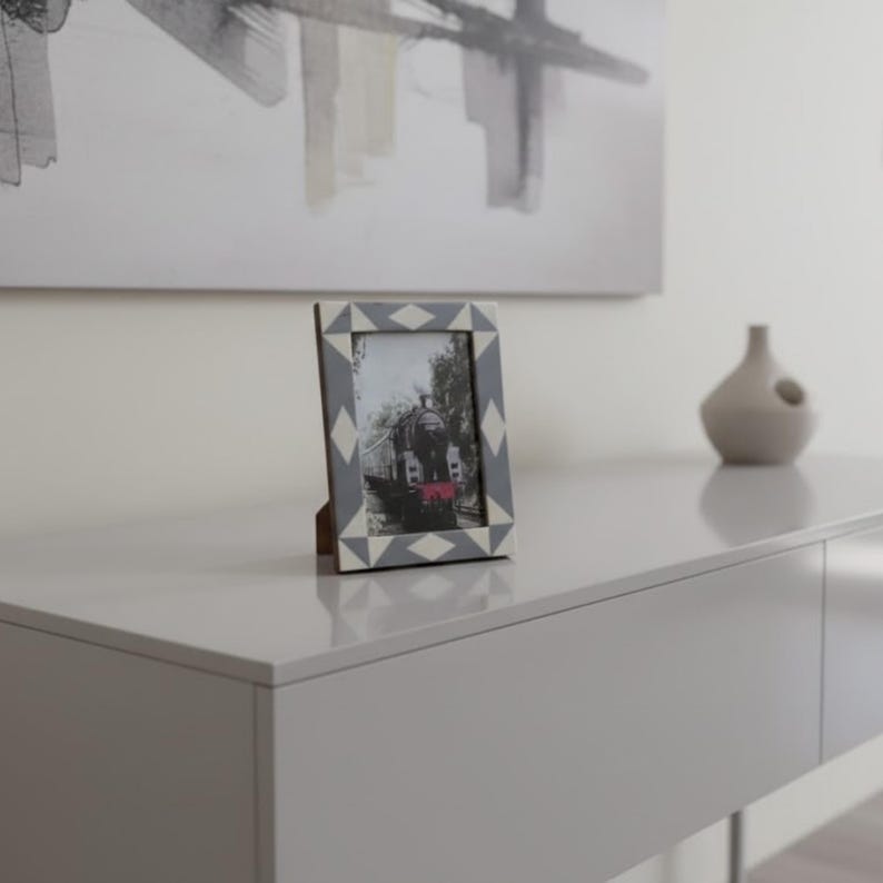 Handmade Bone Inlay & Resin Photo Frame | Modern Tabletop Picture Frame Décor