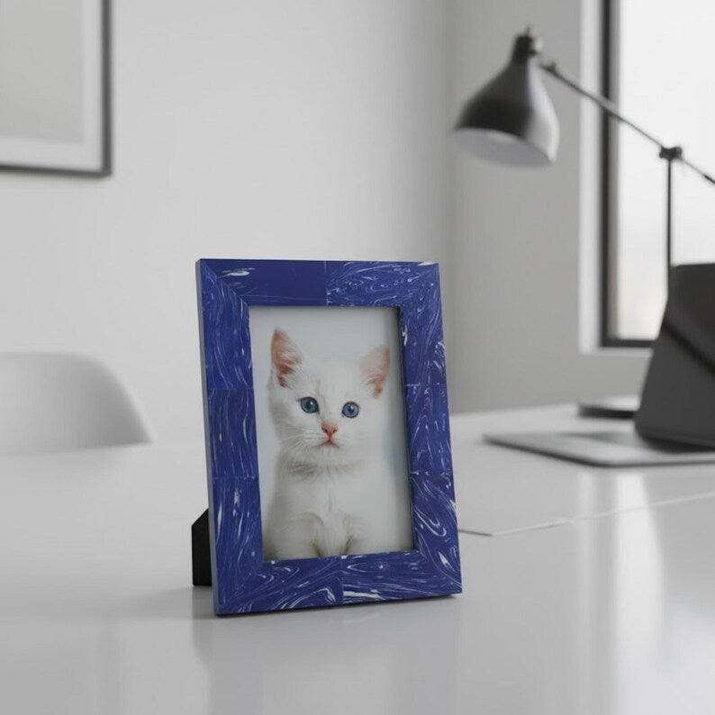 Handmade Resin Photo Frame | Modern Tabletop Picture Frame for Home & Office