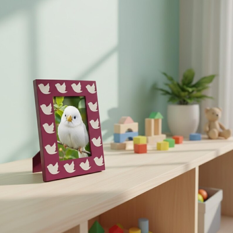 Handmade Resin Photo Frame with Bird Pattern | Modern Decorative Picture Frame for Home & Desk