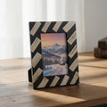Handmade Resin & Wood Inlay Photo Frame | Modern Geometric Picture Frame | Luxury Home Décor Accent